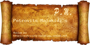 Petrovits Malakiás névjegykártya